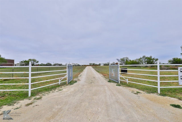 view of street with a rural view