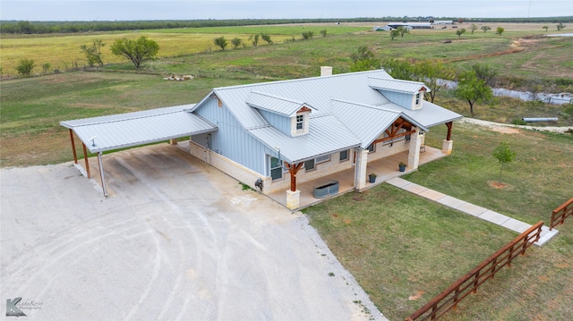 aerial view featuring a rural view