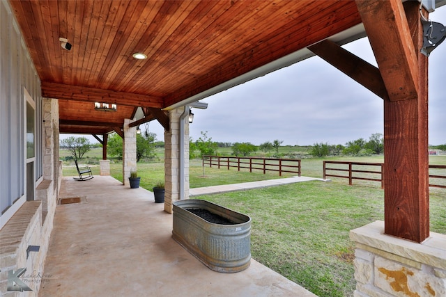 view of patio / terrace featuring a rural view