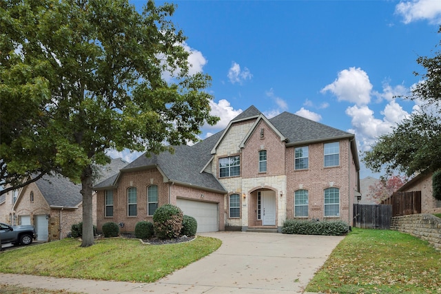 view of front of home with a front lawn