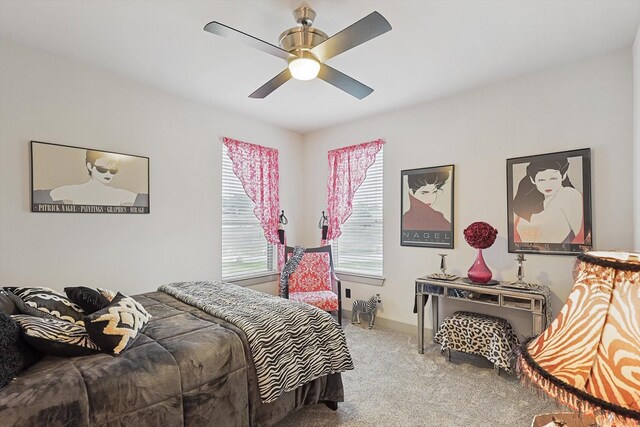 bedroom with carpet and ceiling fan