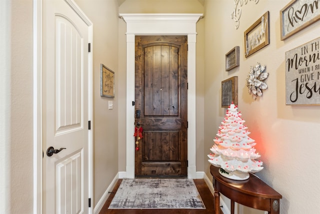 foyer entrance with wood-type flooring