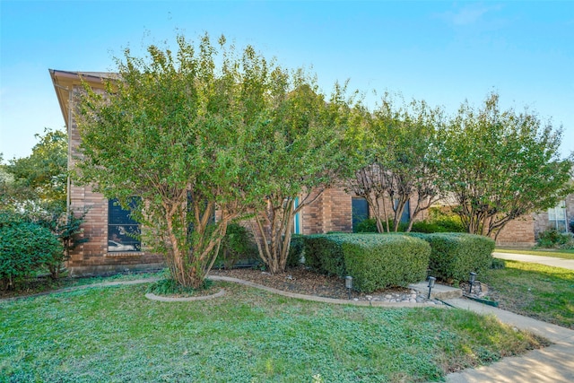 obstructed view of property featuring a front lawn