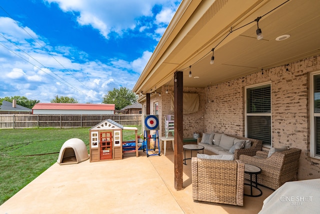 view of patio with an outdoor living space