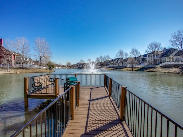 view of dock featuring a water view