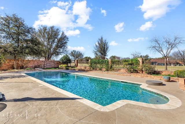 view of swimming pool with a patio area