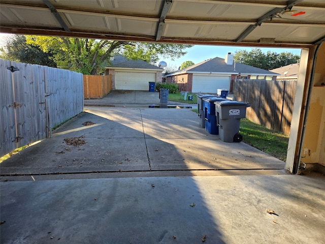 view of garage