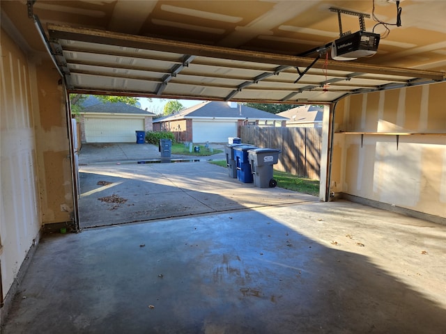 garage featuring a garage door opener