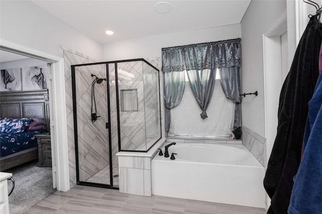 bathroom with independent shower and bath