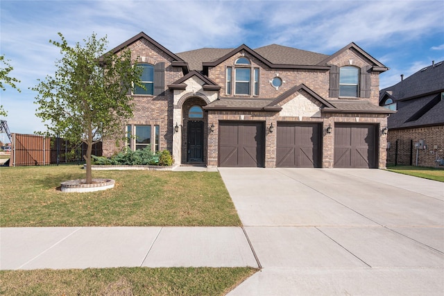 view of front of home featuring a garage and a front yard