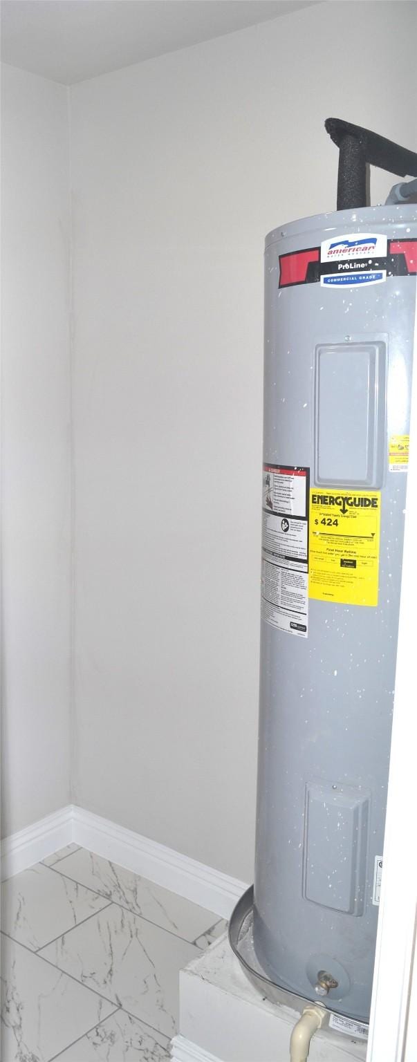 utility room with electric water heater