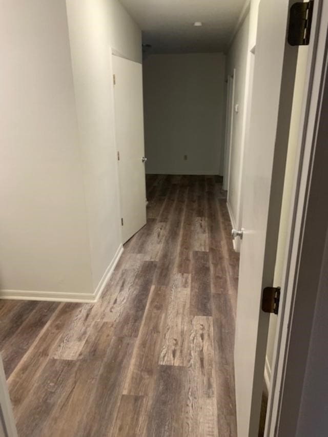 corridor featuring dark hardwood / wood-style floors