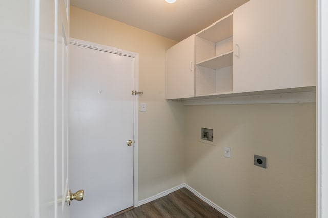 washroom with hookup for a washing machine, dark hardwood / wood-style floors, and hookup for an electric dryer