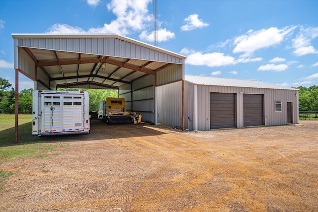 exterior space featuring a garage