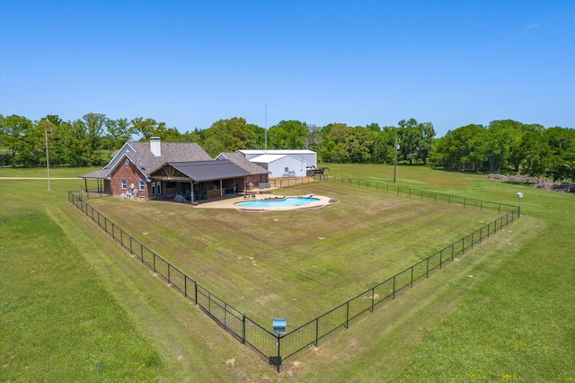 aerial view featuring a rural view