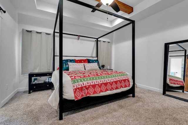 bedroom with carpet floors and ceiling fan