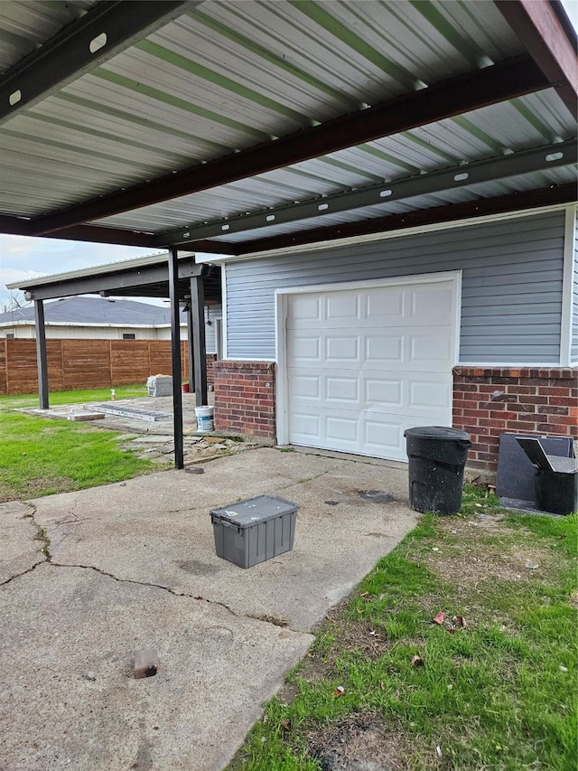 view of garage