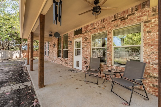 view of patio with ceiling fan