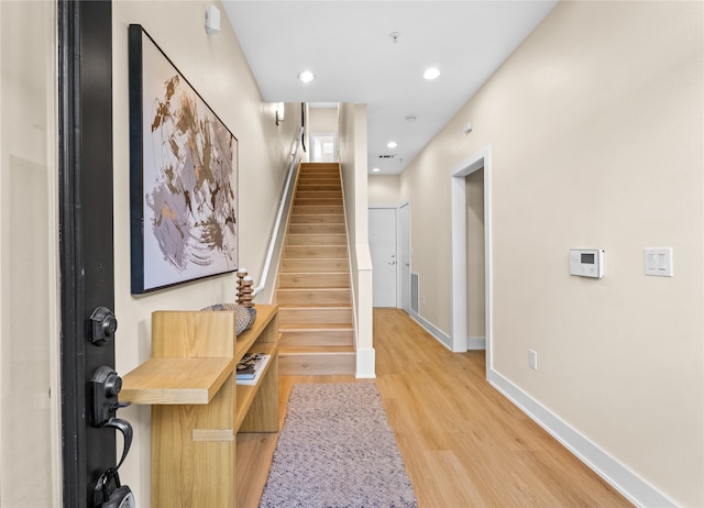 interior space with light hardwood / wood-style flooring