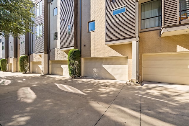 exterior space with a garage