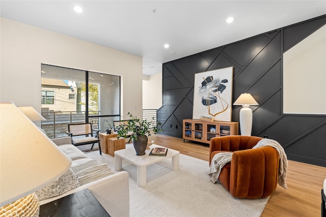 living room with light wood-type flooring