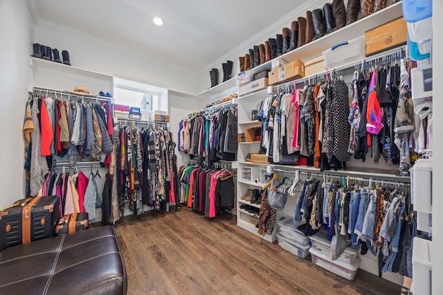 spacious closet with wood finished floors