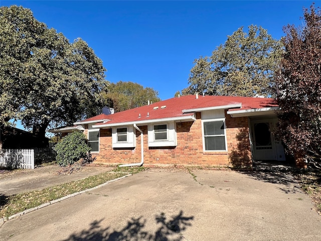 view of single story home