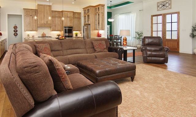 living room with light wood-type flooring