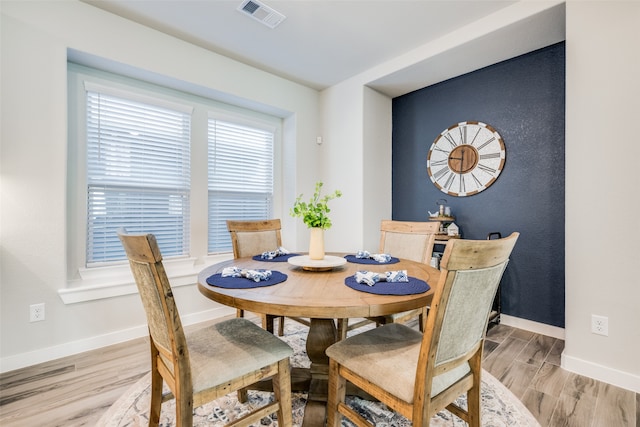 dining room with light hardwood / wood-style floors