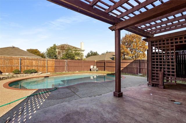 view of pool featuring a patio and a pergola