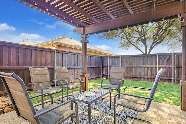 view of patio featuring a pergola