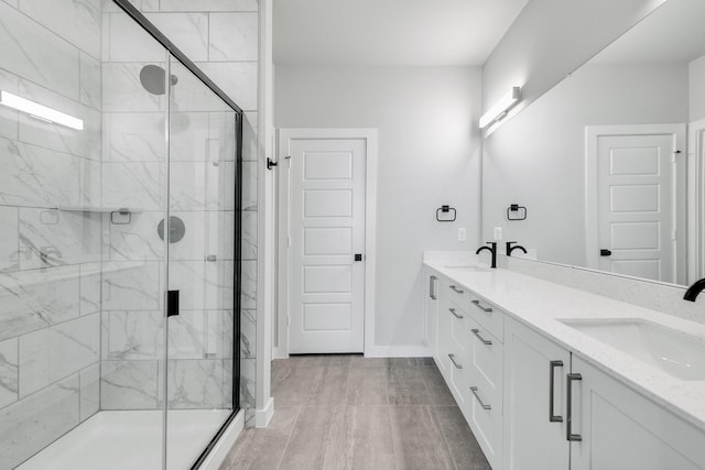 4016-4018 Clovis St, Midlothian, TX 76065 - full bath with a shower stall, double vanity, and baseboards