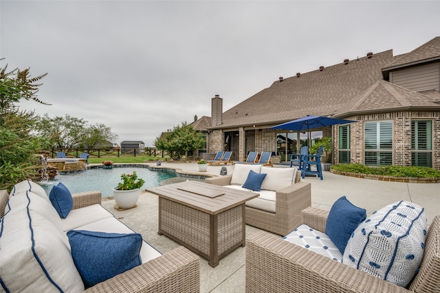 exterior space with outdoor lounge area