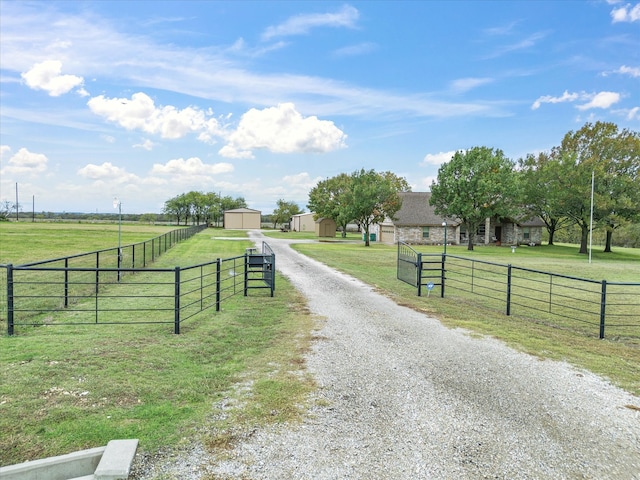 view of road featuring a rural view