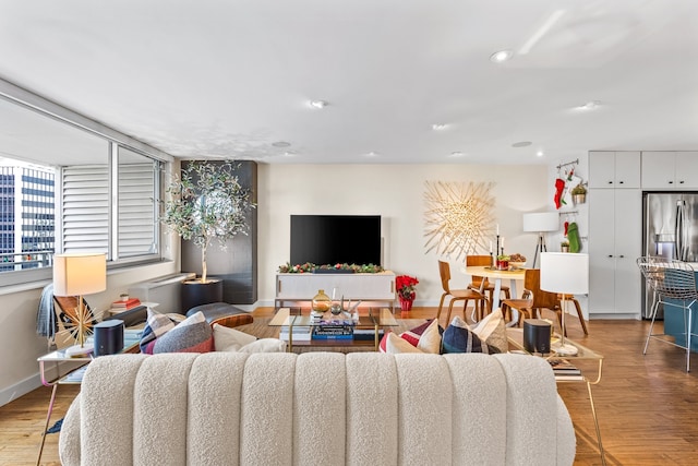 living room with wood-type flooring