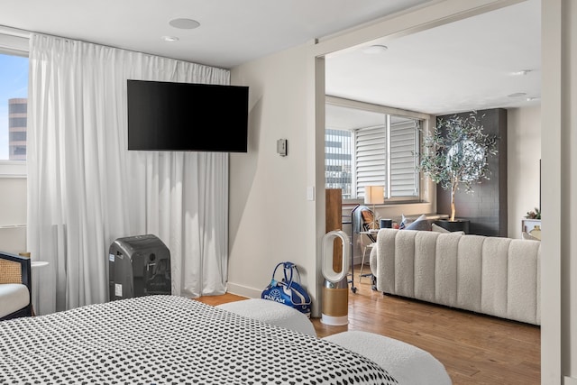 bedroom featuring light wood-type flooring