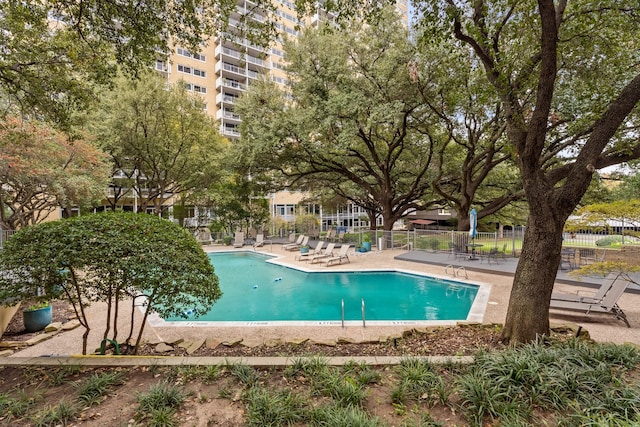 view of pool featuring a patio