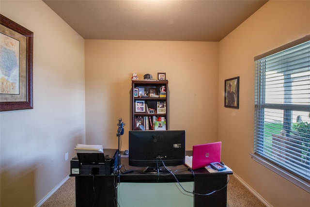 view of carpeted office space