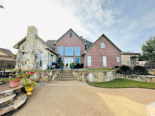 view of front facade featuring french doors