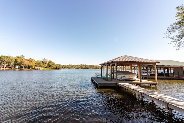 view of dock featuring a water view