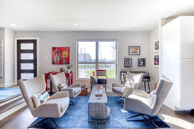 living room with hardwood / wood-style flooring