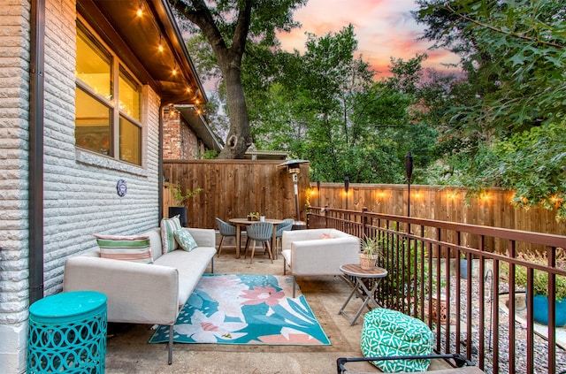 exterior space with an outdoor living space