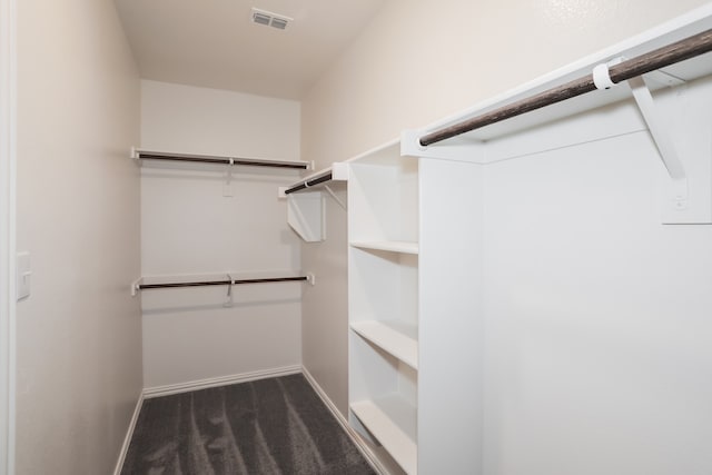 spacious closet with dark carpet