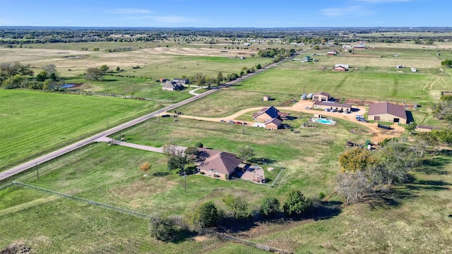 birds eye view of property with a rural view