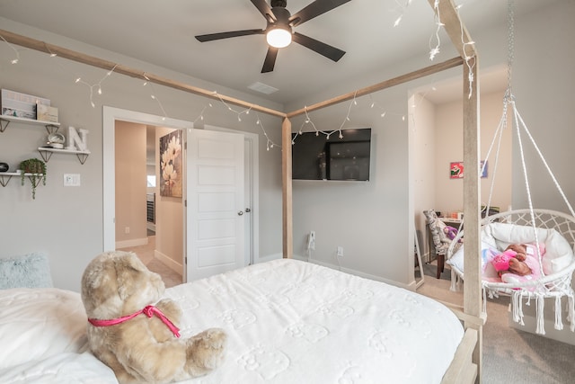 bedroom with carpet and ceiling fan