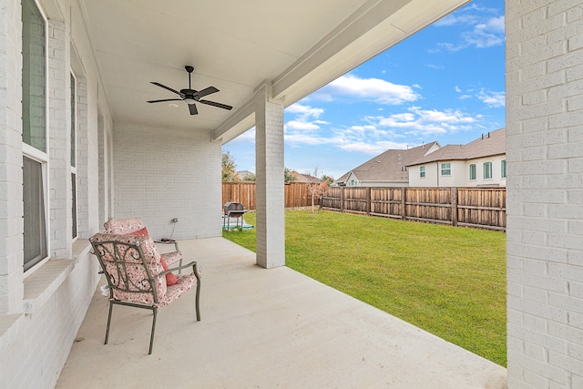 view of patio with ceiling fan