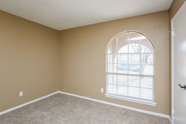 carpeted empty room with a textured ceiling