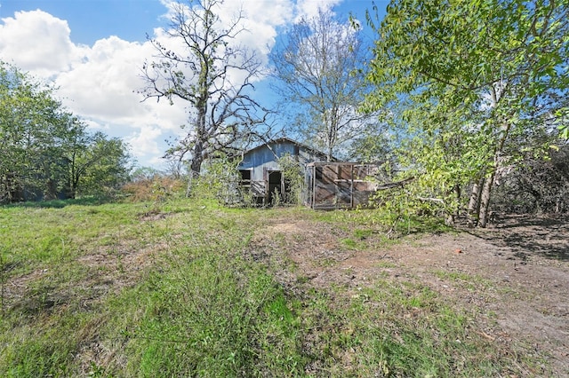 view of yard featuring an outdoor structure