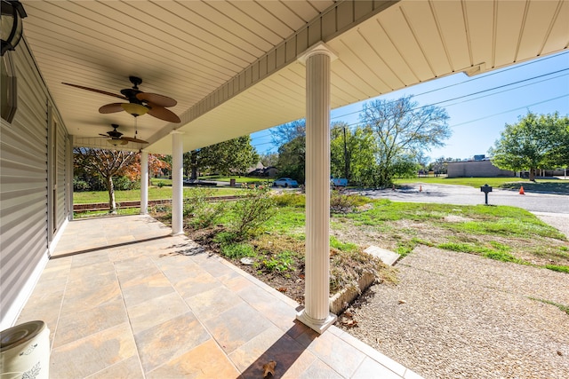 view of patio with ceiling fan