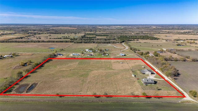 aerial view featuring a rural view